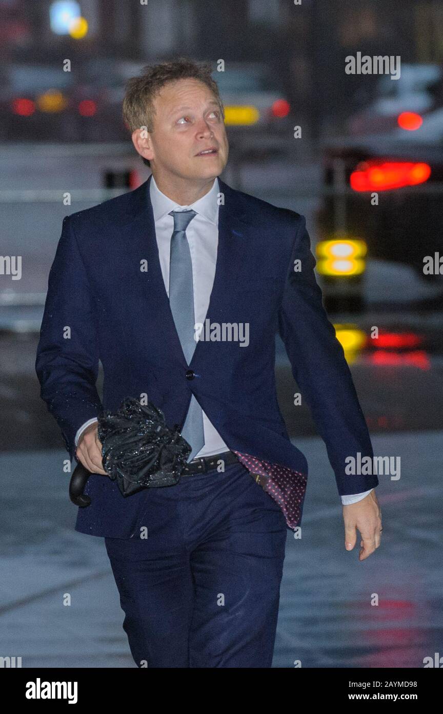 Grant Shapps, MP for Welwyn Hatfield and Secretary of State for Transport arrives at BBC Broadcasting House, London,  where he will appear on  the Andrew Marr show. 16/02/2020. Stock Photo