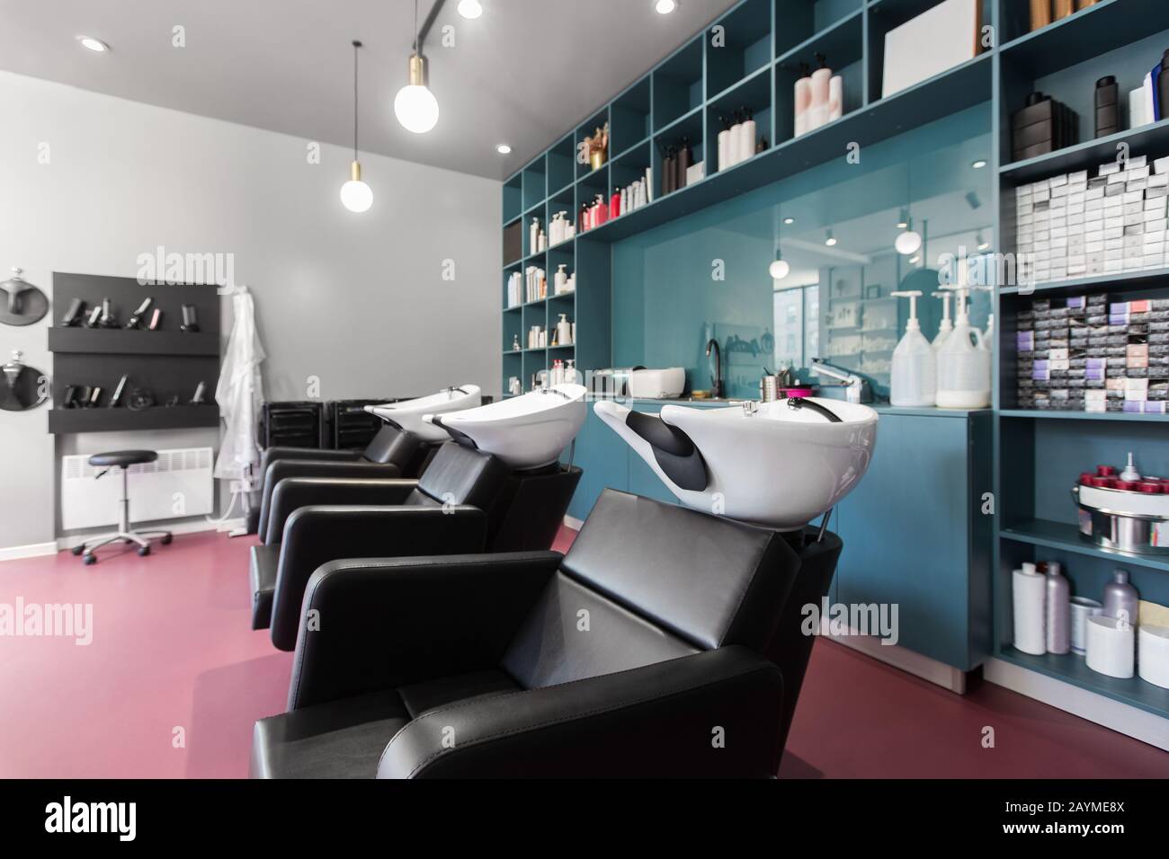 Hairdresser places and many professional cosmetics, beauty salon Stock Photo