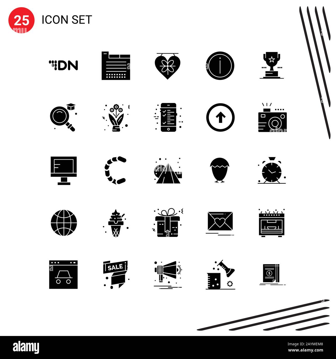 Collection Of 25 Vector Icons In Solid Style. Pixle Perfect Glyph ...