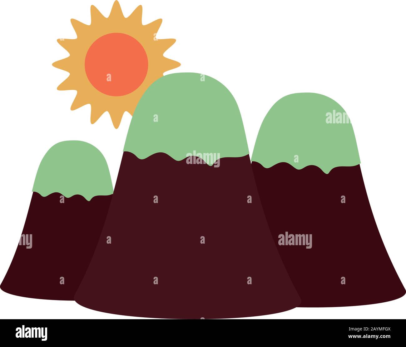 summer sun with snow mountains flat style icon Stock Vector Image & Art ...