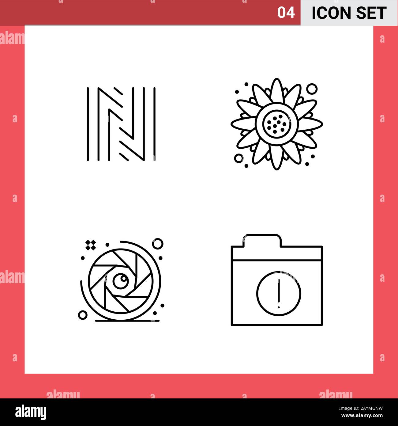 4 Icon Pack Line Style Outline Symbols on White Background. Simple Signs for general designing. Stock Vector