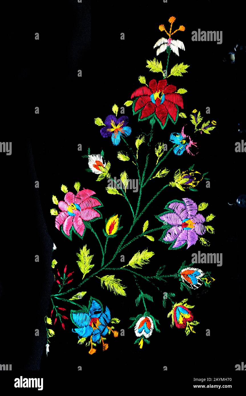 old Ukrainian embroidery in ornaments and patterns embroidered on a