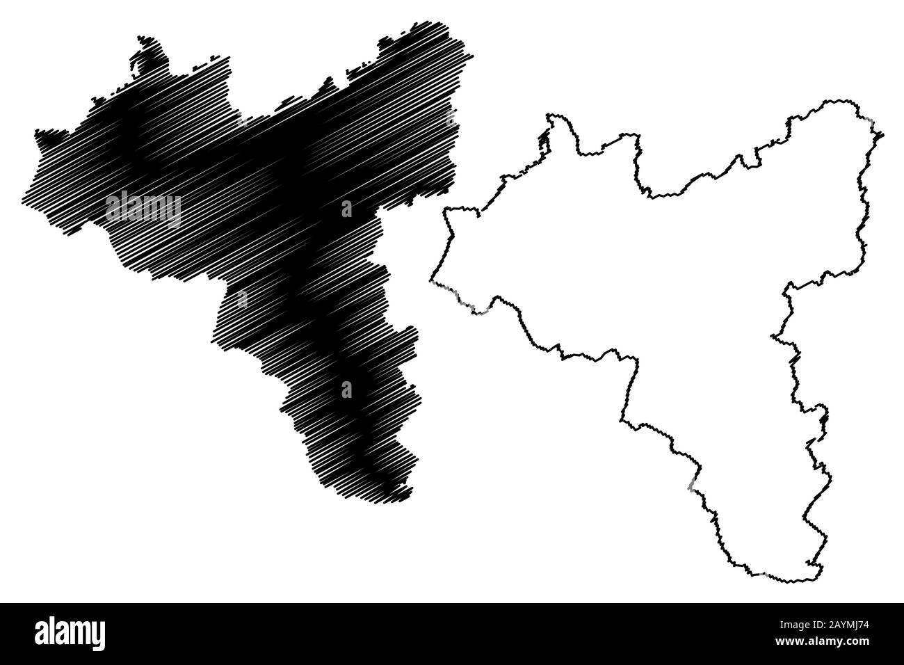 Valga County (Republic of Estonia, Counties of Estonia) map vector illustration, scribble sketch Valgamaa map Stock Vector