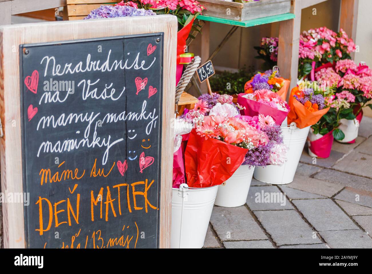 12 MAY 2018, SLOVAKIA, BRATISLAVA Closeup beautiful various bouquets