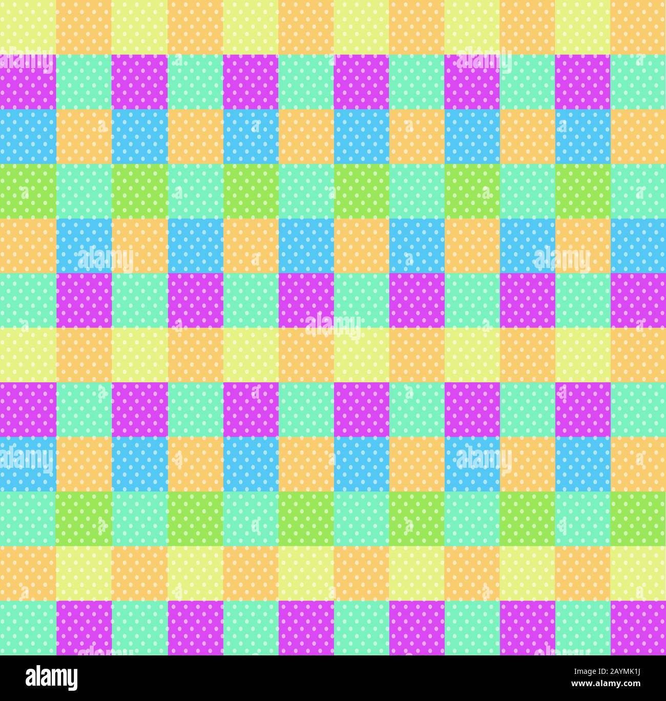 Polka Dot Checkered Background Seamless Pattern With Orange Pink Blue Yellow Green Squares And Checks Pop Art Backdrop Baby Shower Wallpaper Multic Stock Vector Image Art Alamy