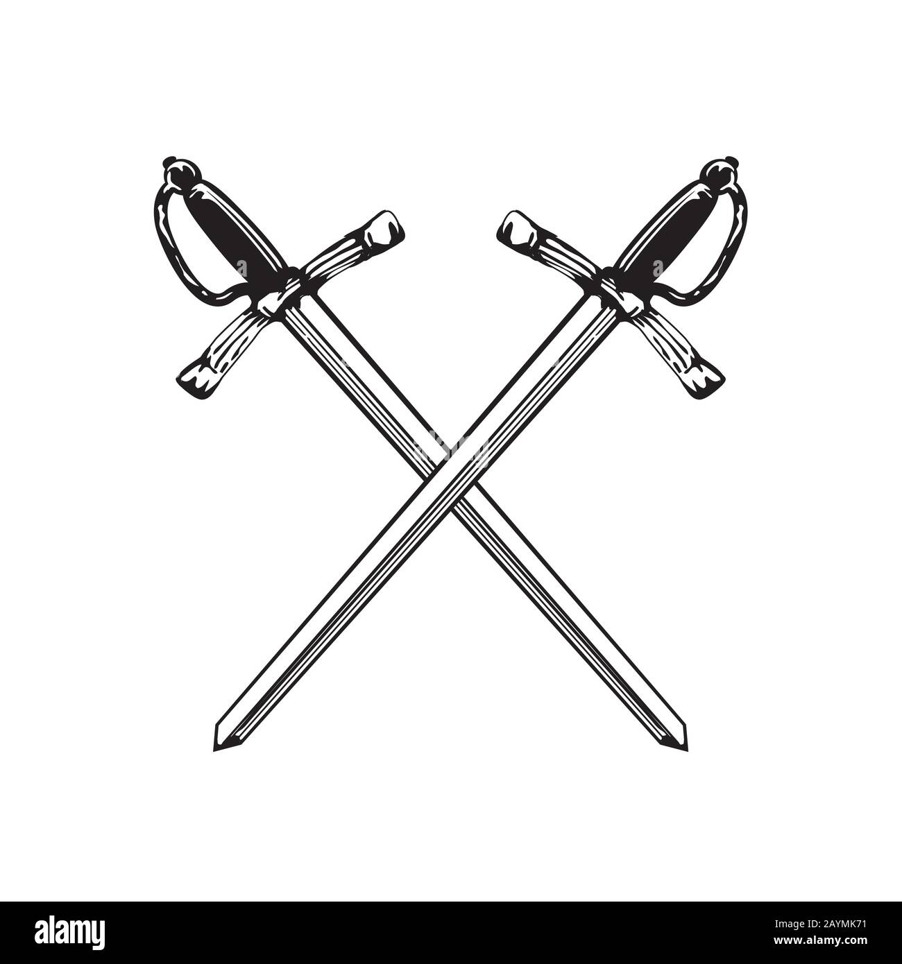 Crossed Swords - Vector Cartoon Illustration Royalty-Free Stock Image -  Storyblocks