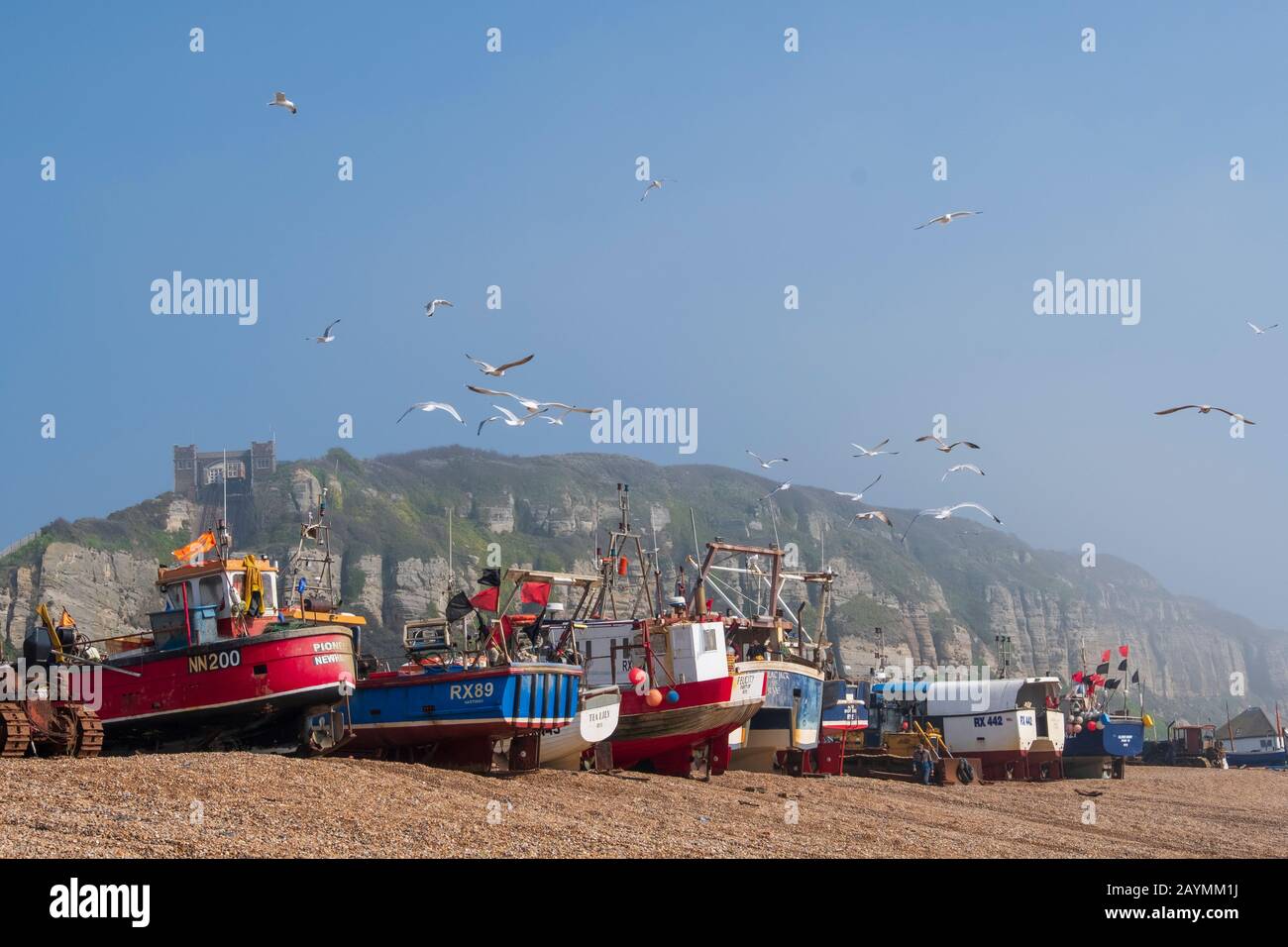 Hastings fishing boats on the Old Town Stade fishing boat beach, Rocka