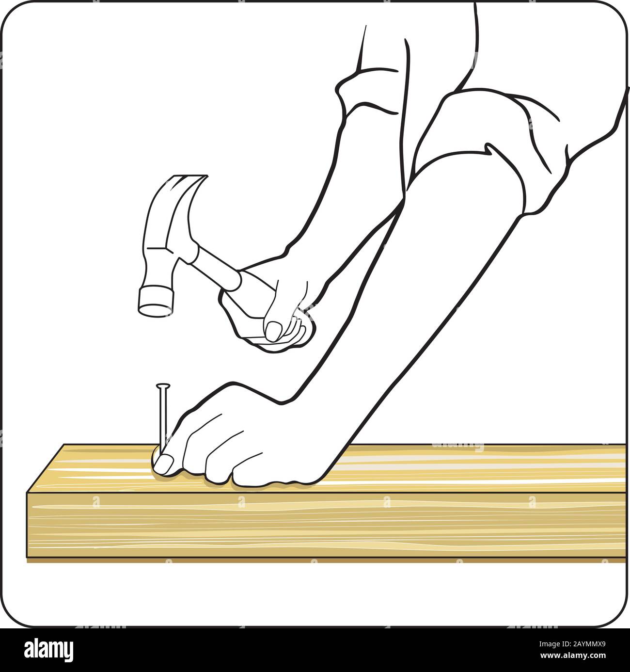 Craftsman with hammer and nail, vector illustration Stock Vector