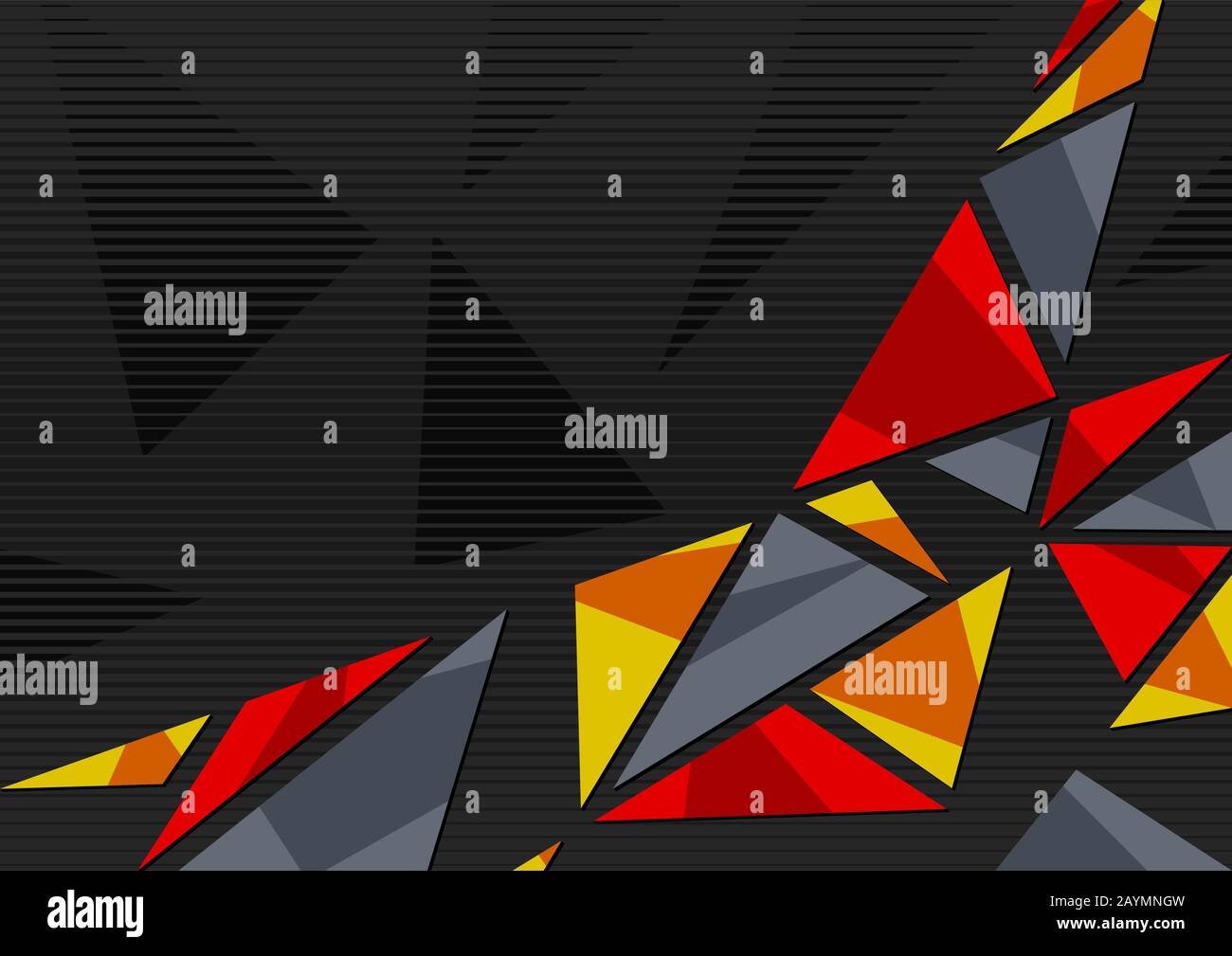Abstract Geometric Background with Triangles on Black Stock Vector ...