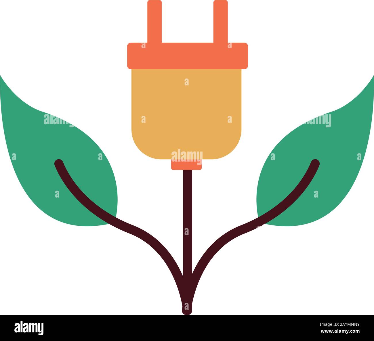 energy connector wire with leaf flat style Stock Vector Image & Art - Alamy