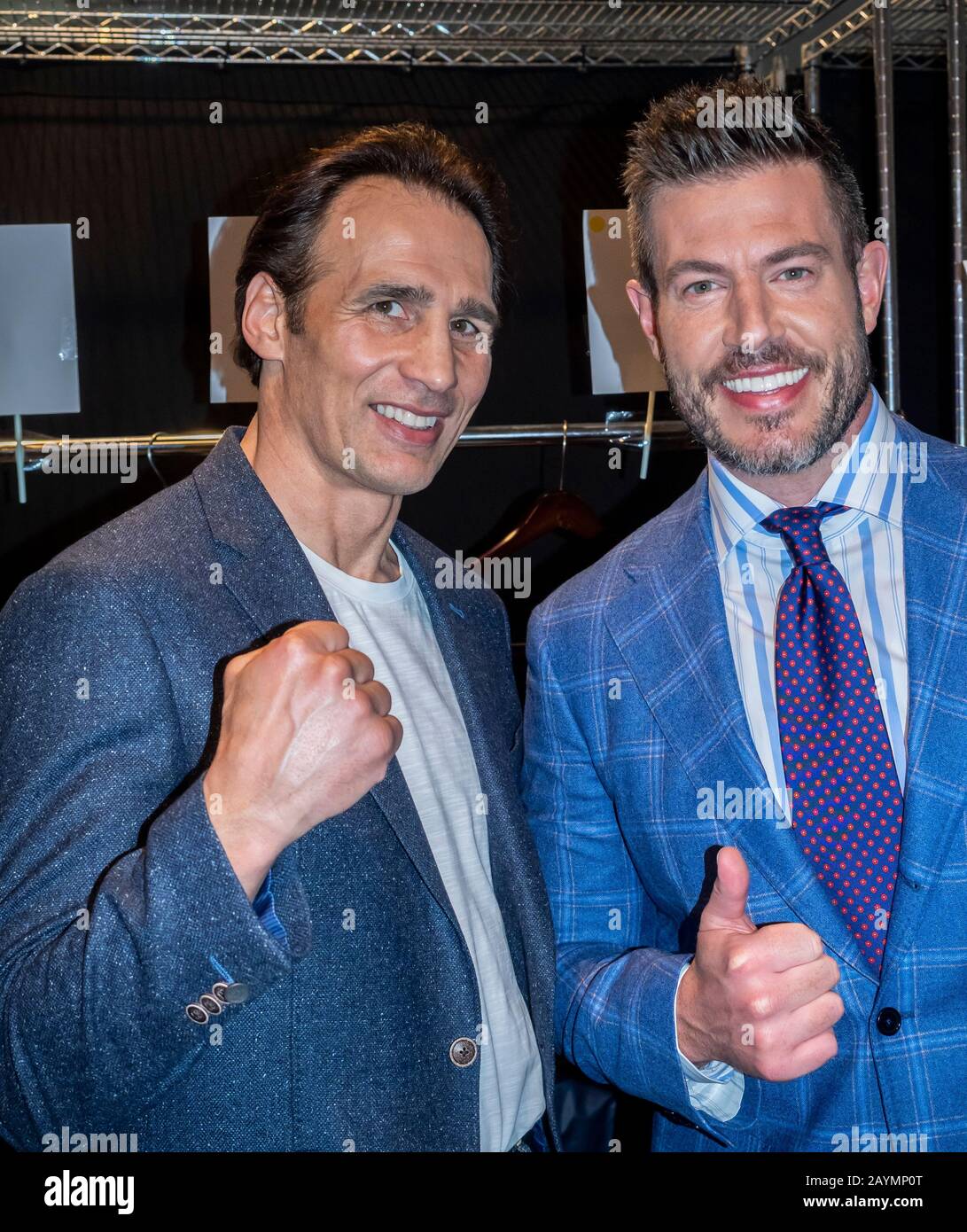 New York, NY, USA - February 5, 2020: Richie Lamontagne and Jesse Palmer attend The Blue Jacket runway show in support of mens health and prostate can Stock Photo