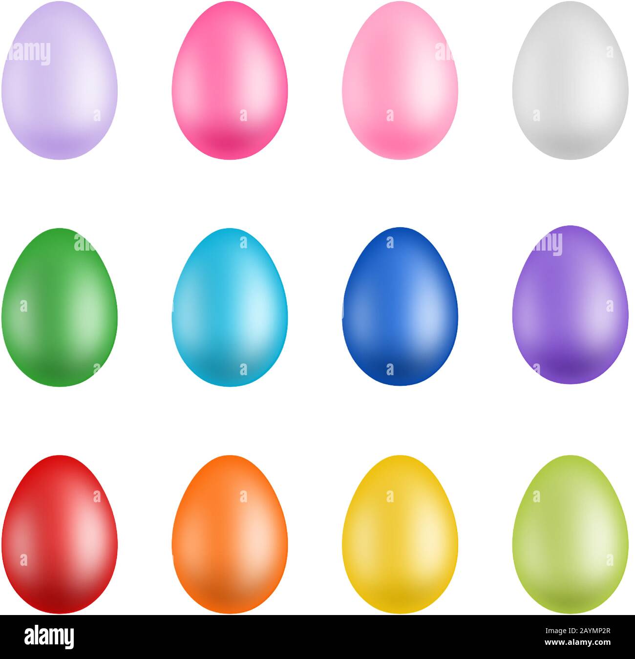 set colorful Easter eggs on white background Stock Vector