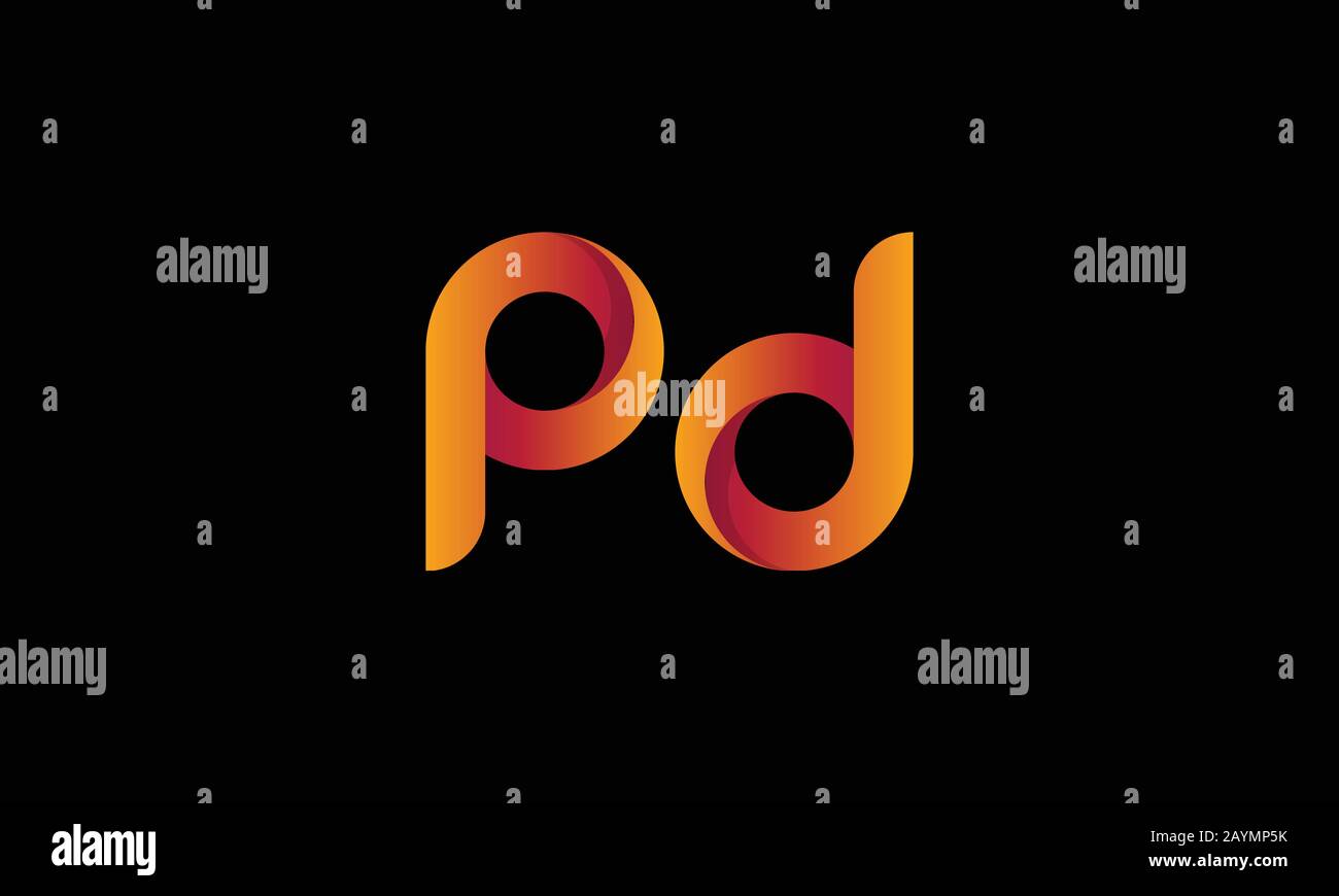 beautiful P and D logo with multiple colours Stock Vector