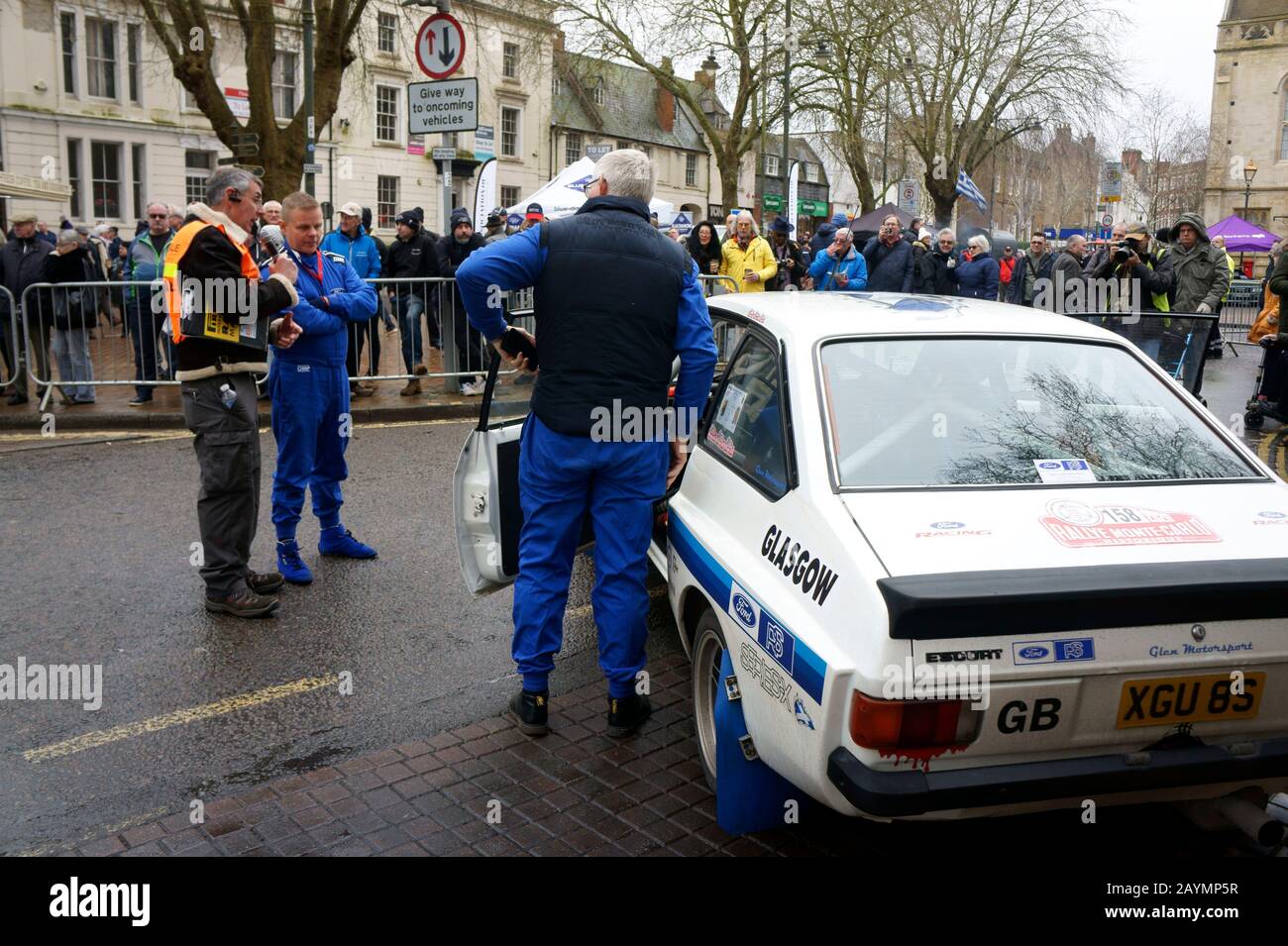 Car Number 158 in Passage Control at the Rallye Monte-Carlo Historique, Banbury, Oxfordshire. Stock Photo