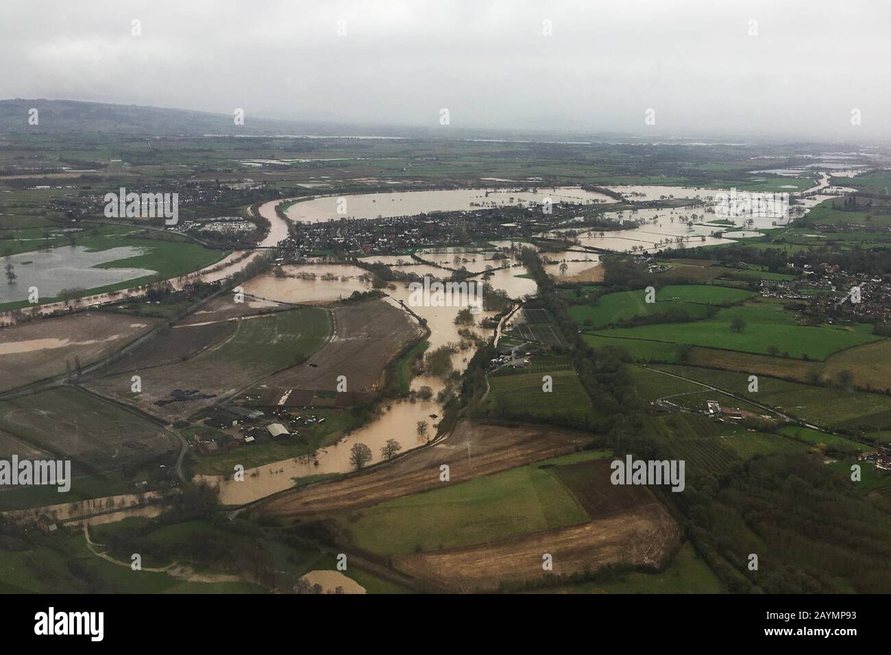 Upton on Severn, Worcestershire, UK. 16 February 2020. Flooding around