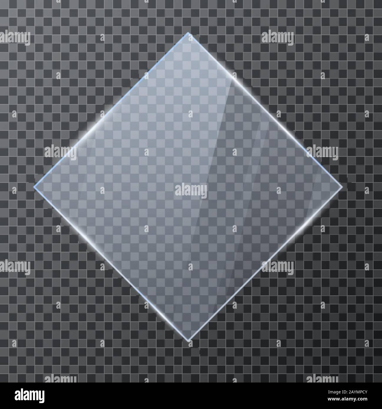 Rhombus glass banner. Glossy frame template with reflection. Vector illustration Stock Vector