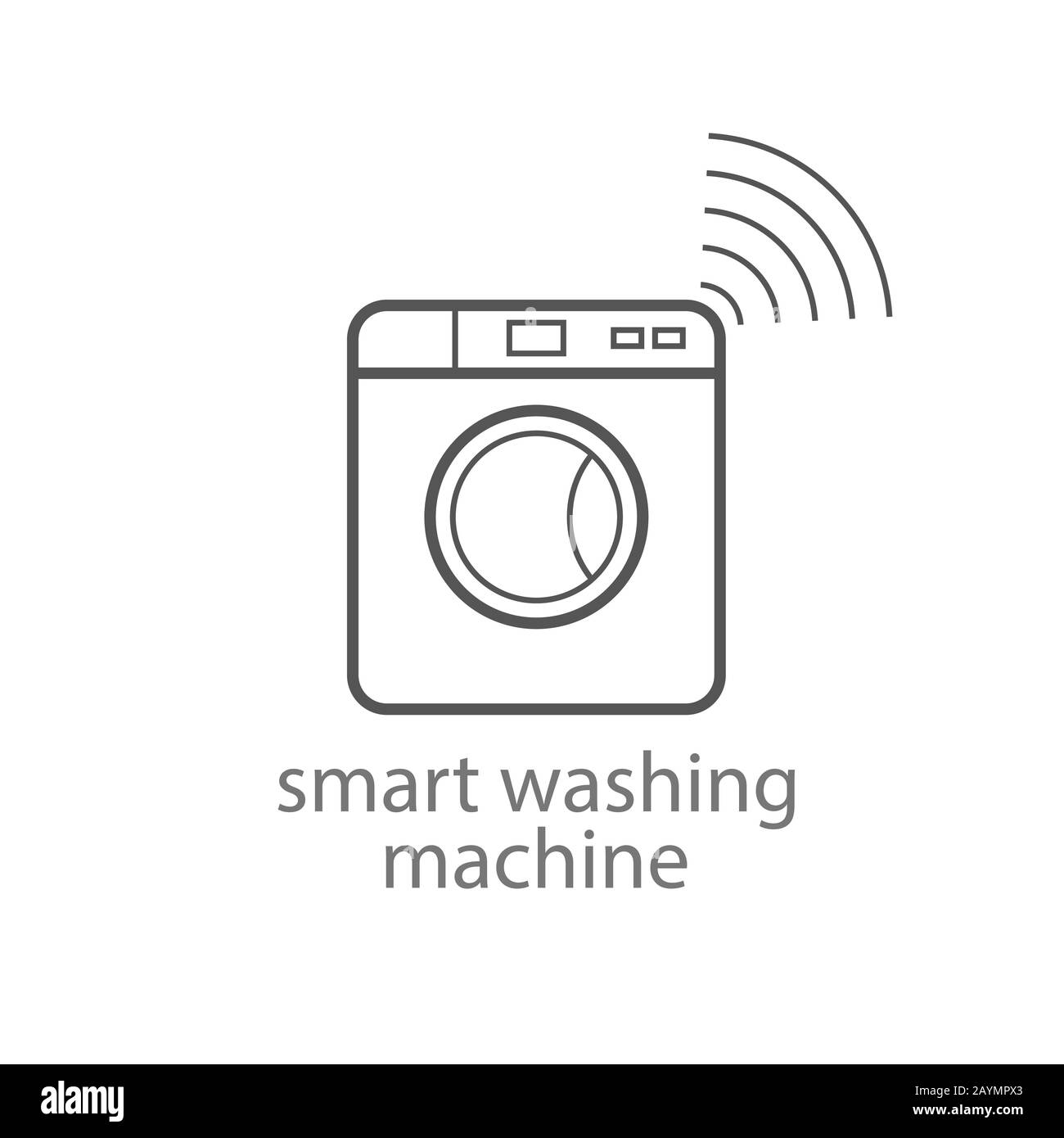 Smart washing machine icon. Smart kitchen appliances. Internet of things concept with wireless connection. Modern design. Vector illustration. EPS 10 Stock Vector