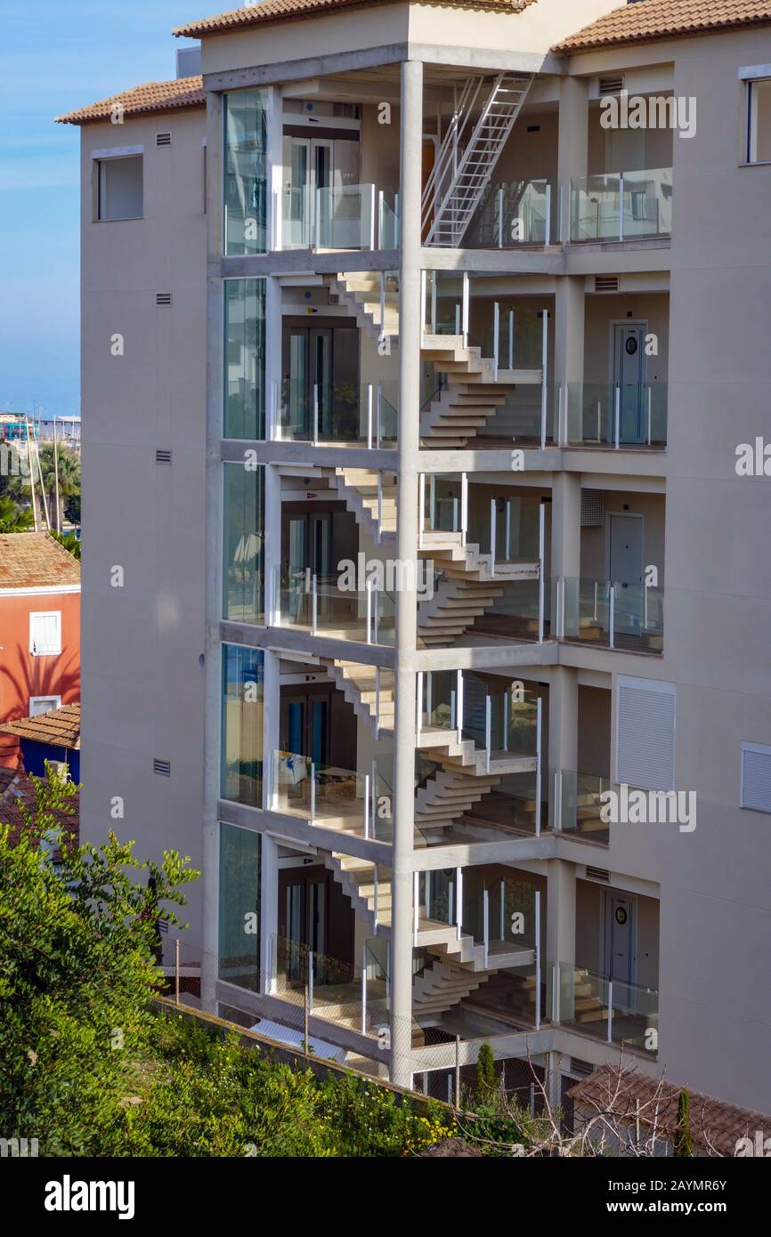 Tower blocks, apartment blocks Vilajoyosa, Villajoyosa, Alicante, Costa Blanca, Spain Stock Photo