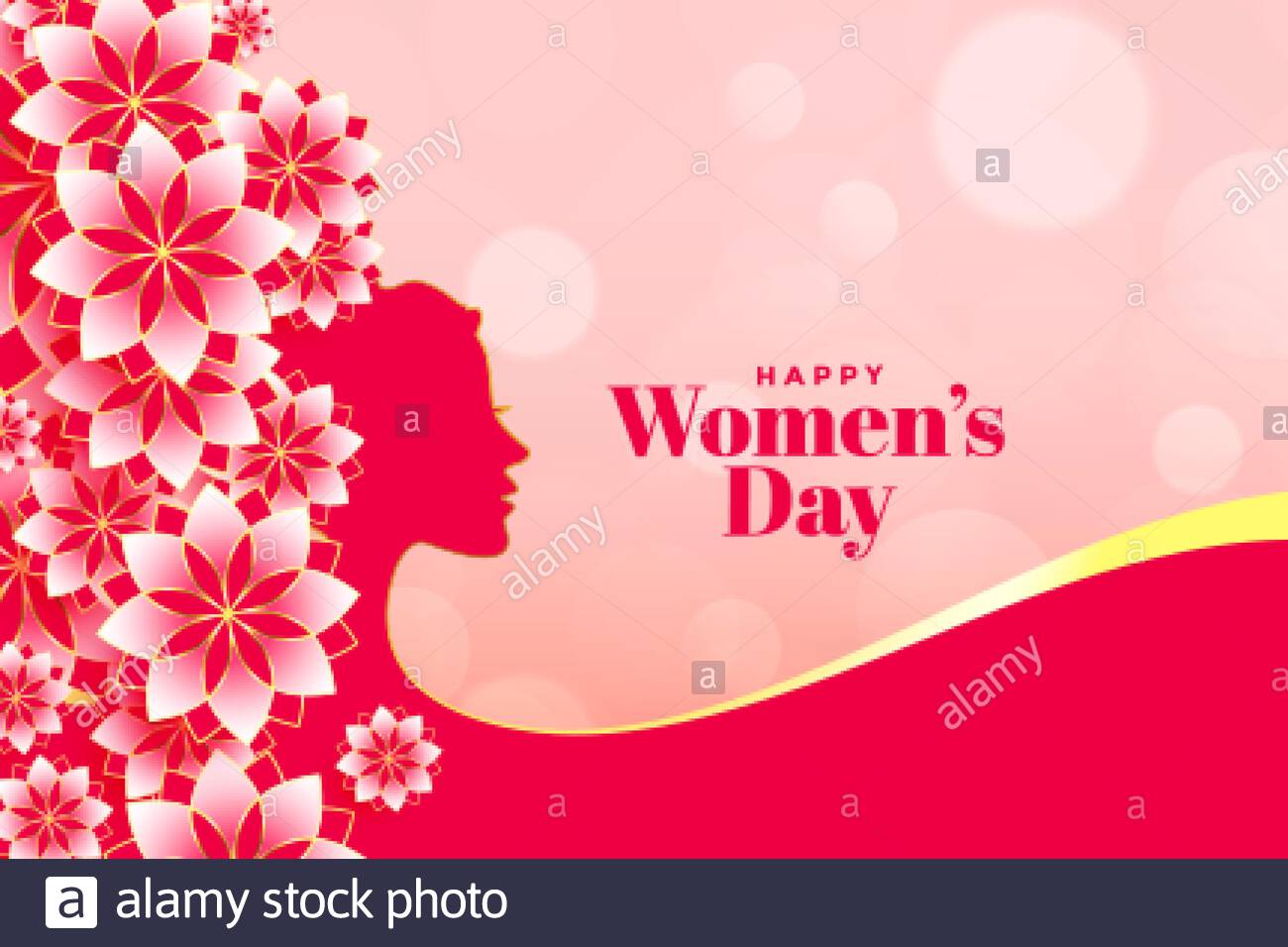 Attractive Happy Womens Day Flower Banner Design Stock Vector Art