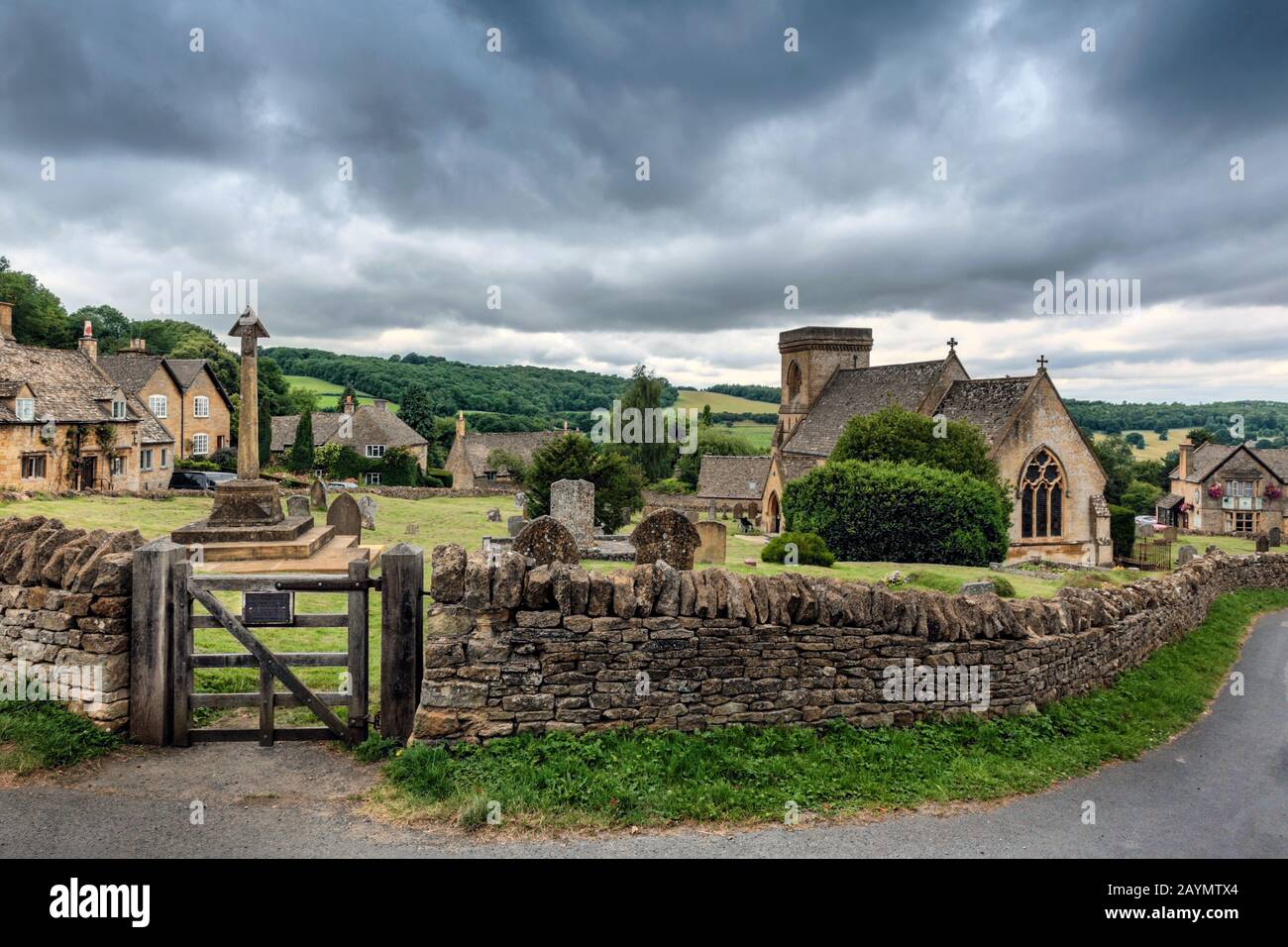 The nineteenth century church of St. Barnabas in the picturesque Cotswold village of Snowshill, Gloucestershire, England, Uk Stock Photo