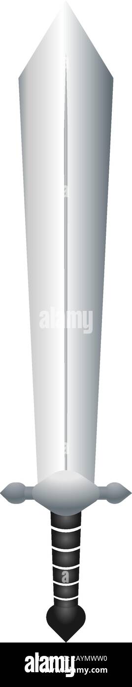 An isolated sword on a white background. Fantasy Warrior Silhouette design weapons. Realistic vector illustration. Hand-Drawn Daggers and Knives. Stock Vector