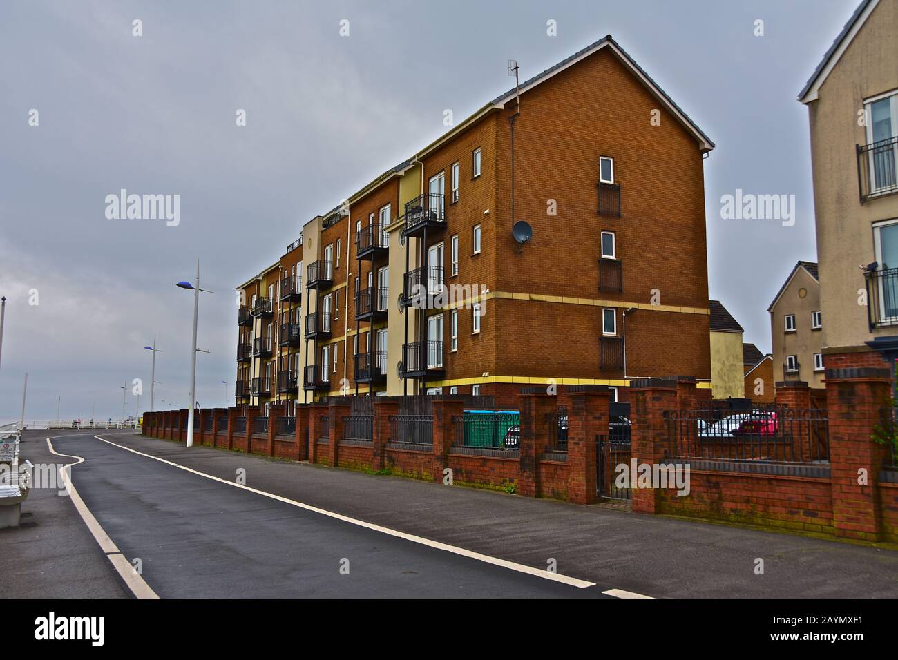 Residential flats overlooking the sea at Aberavon Beach near Port Talbot,South Wales. Stock Photo