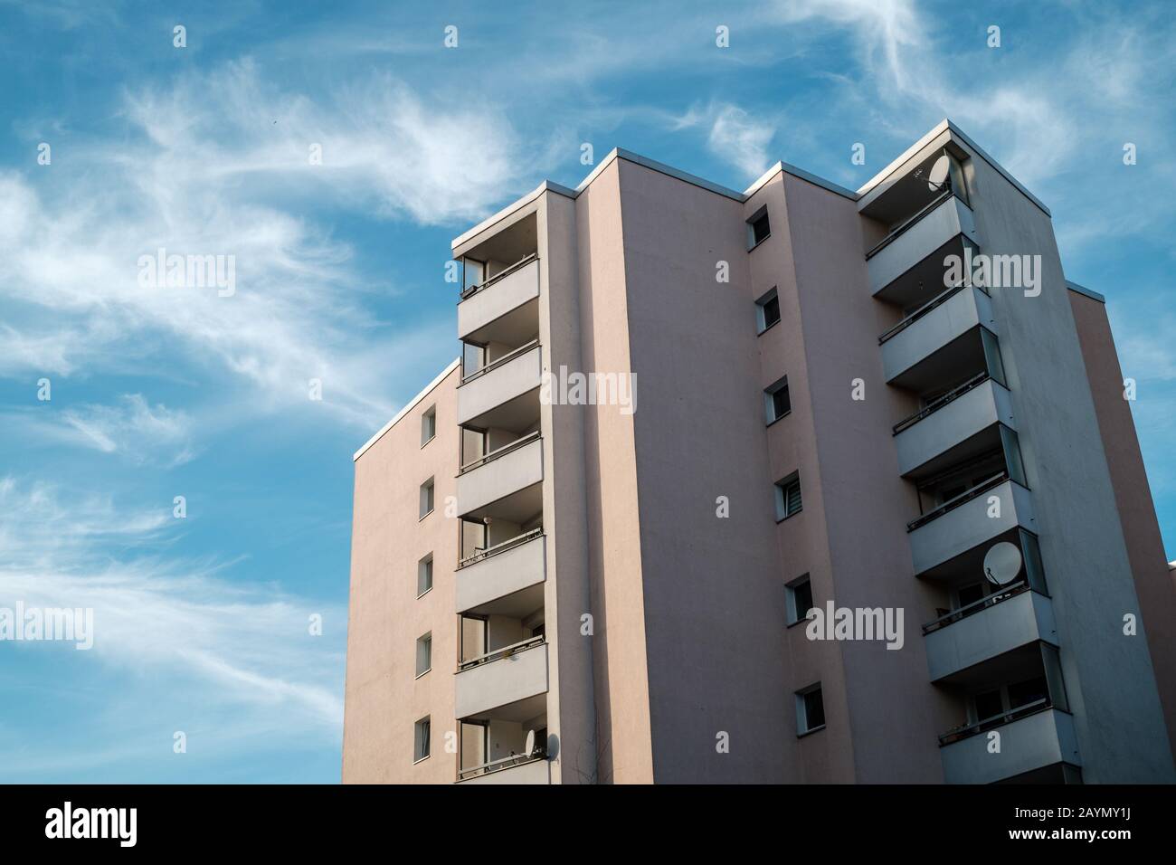 Modern apartment block in Berlin-Neukoelln, Germany, in January 2020. Stock Photo