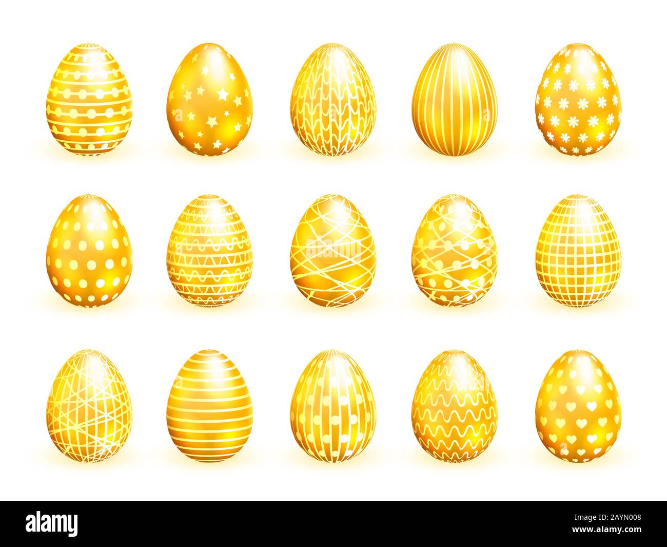 Set of Easter eggs isolated on white background. Vector illustration Stock Vector