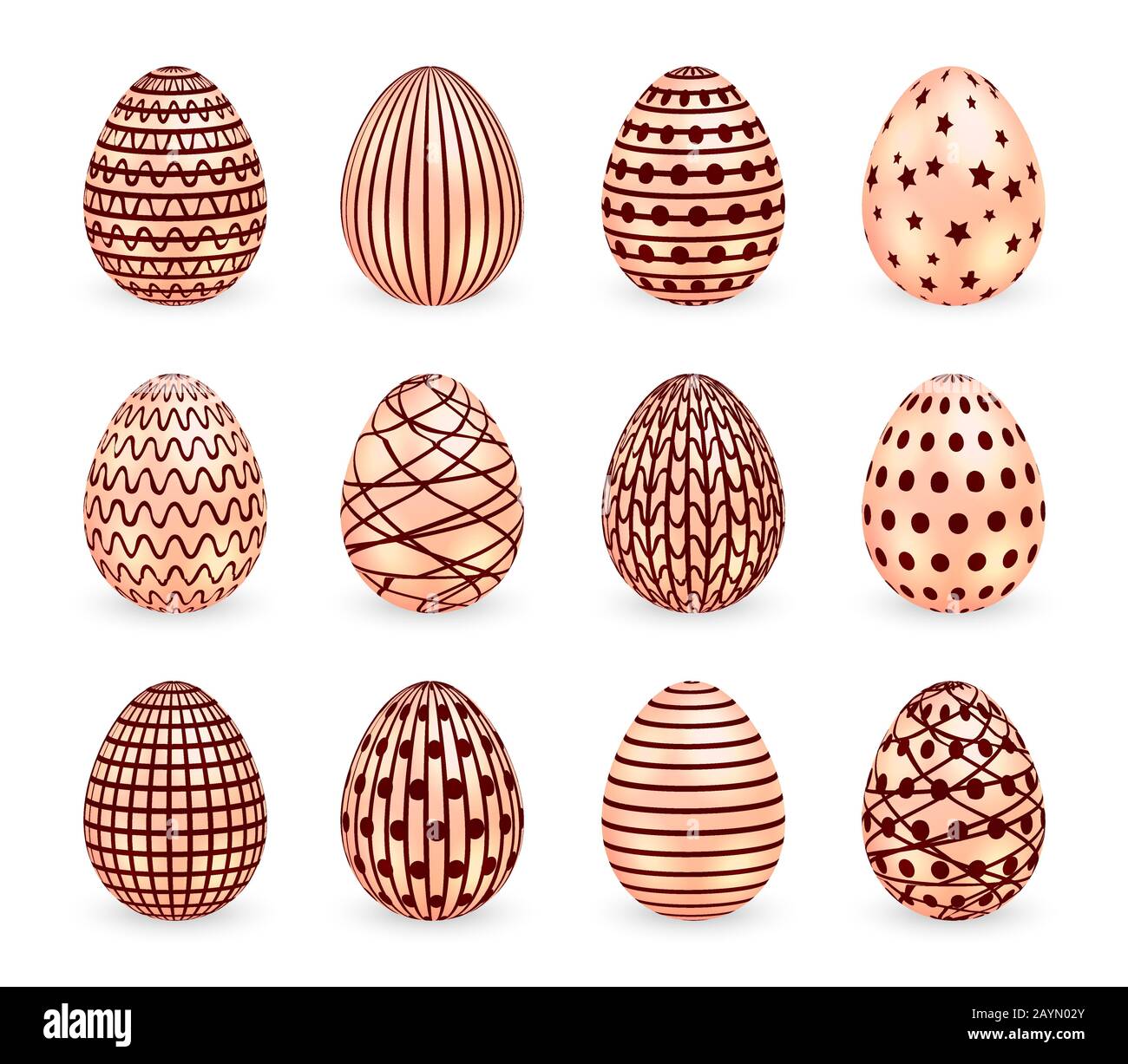 Set of Easter eggs on white background. Vector illustration Stock Vector