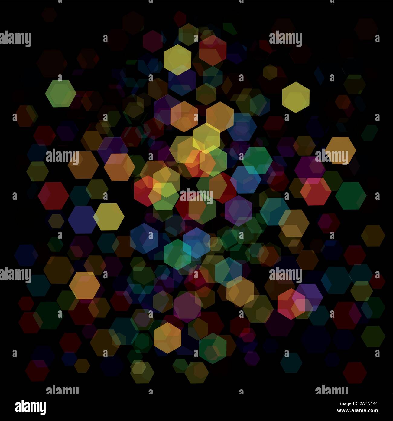 Vector black background with hexagons, blurry light effect Stock Vector ...