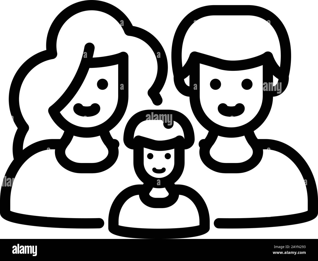 Happy foster family icon, outline style Stock Vector