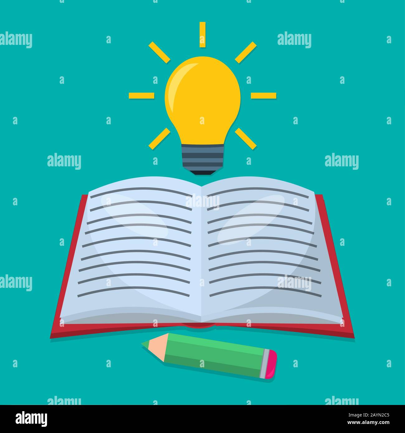 book  pencil and lamp isolated for studying concept vector illustration Stock Vector