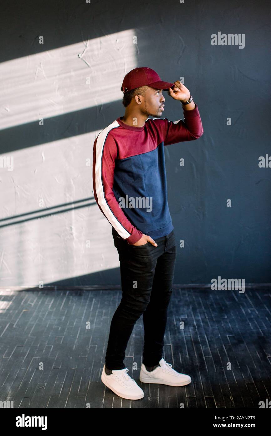 African-American hipster guy dressed 