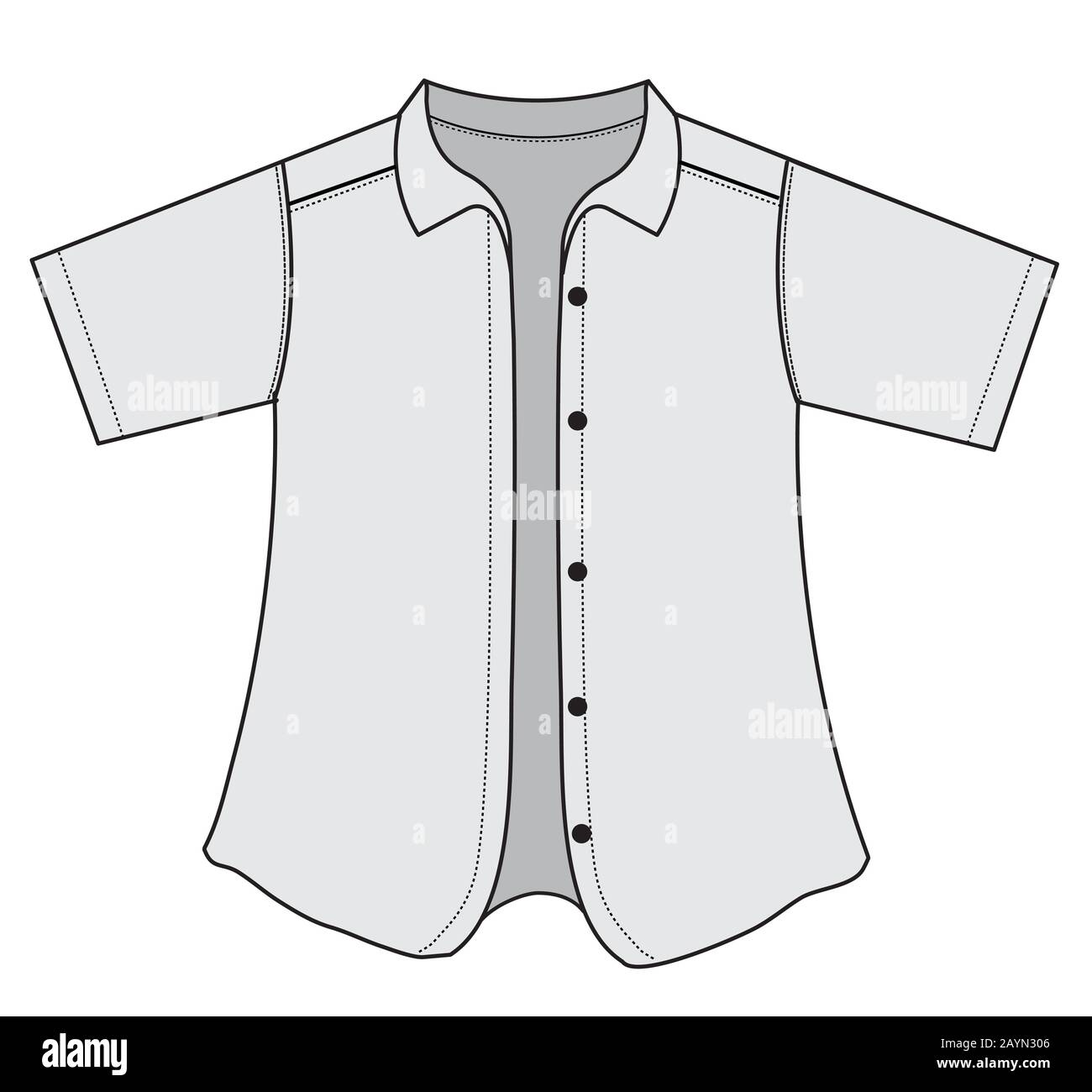short sleeve button shirt illustration Stock Vector