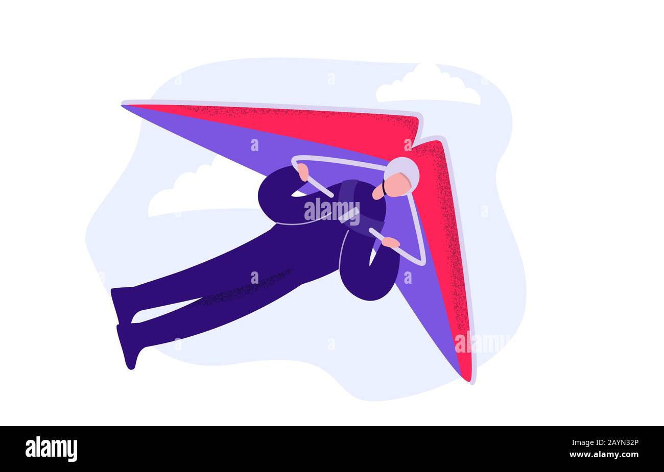 Cartoon male enjoying extreme sport hang gliding vector flat illustration Stock Vector