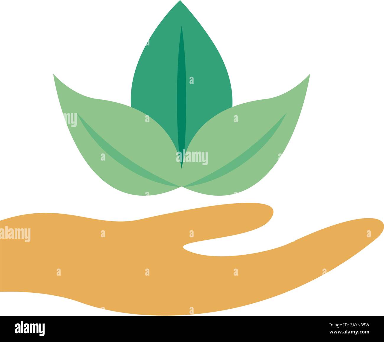 hand lifting leafs plant ecology flat style Stock Vector Image & Art ...