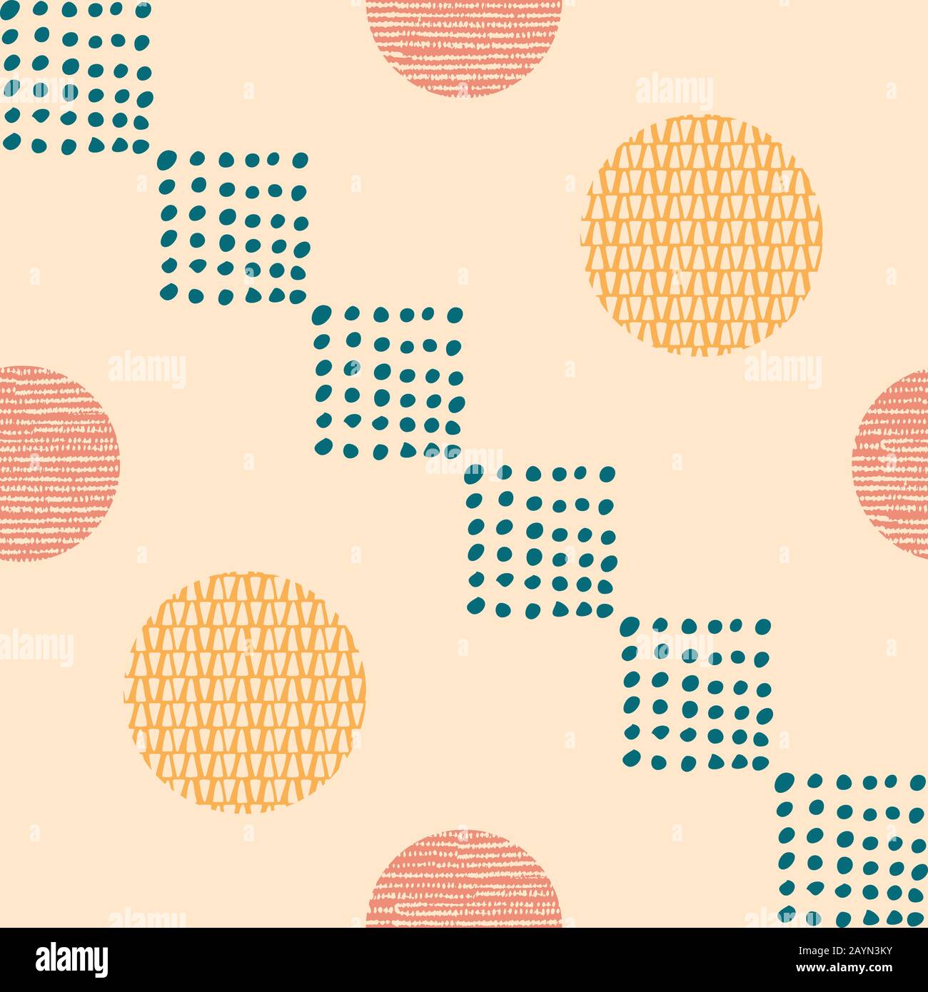 Abstract artistic seamless repeat pattern with hand drawn textures ...