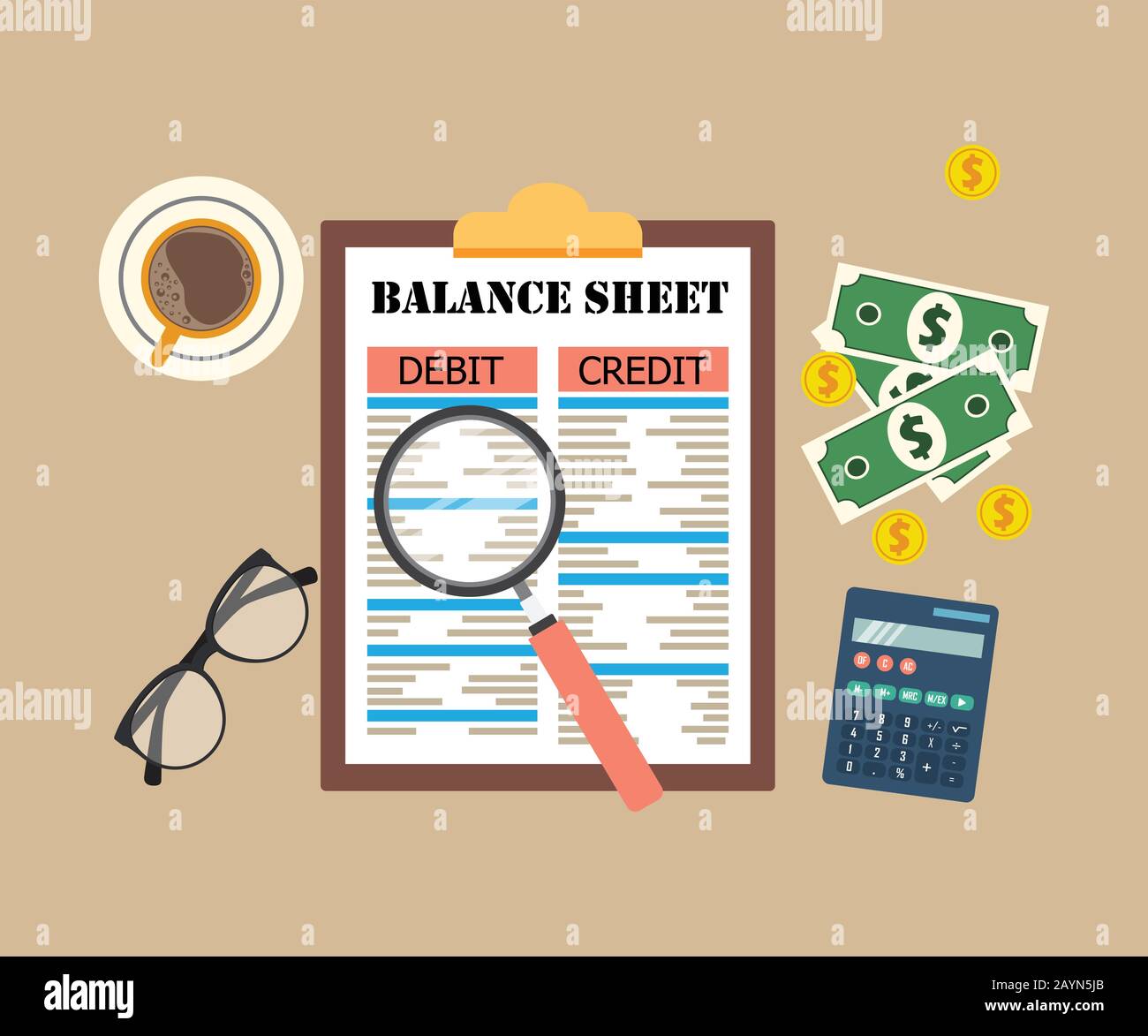 Flat design of auditing, analysis, data, accounting, planning ...