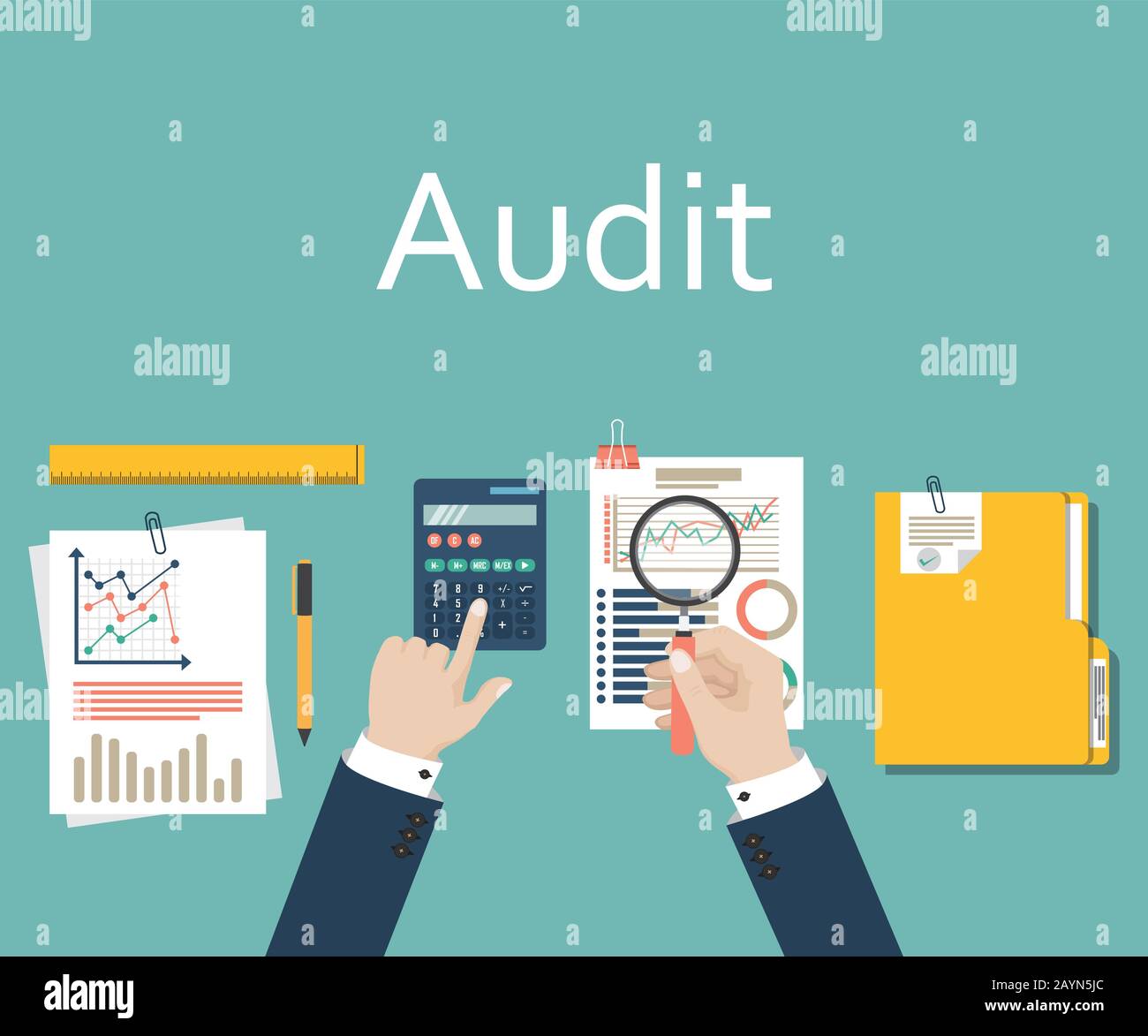 Flat design of auditing, analysis, data, accounting, planning ...
