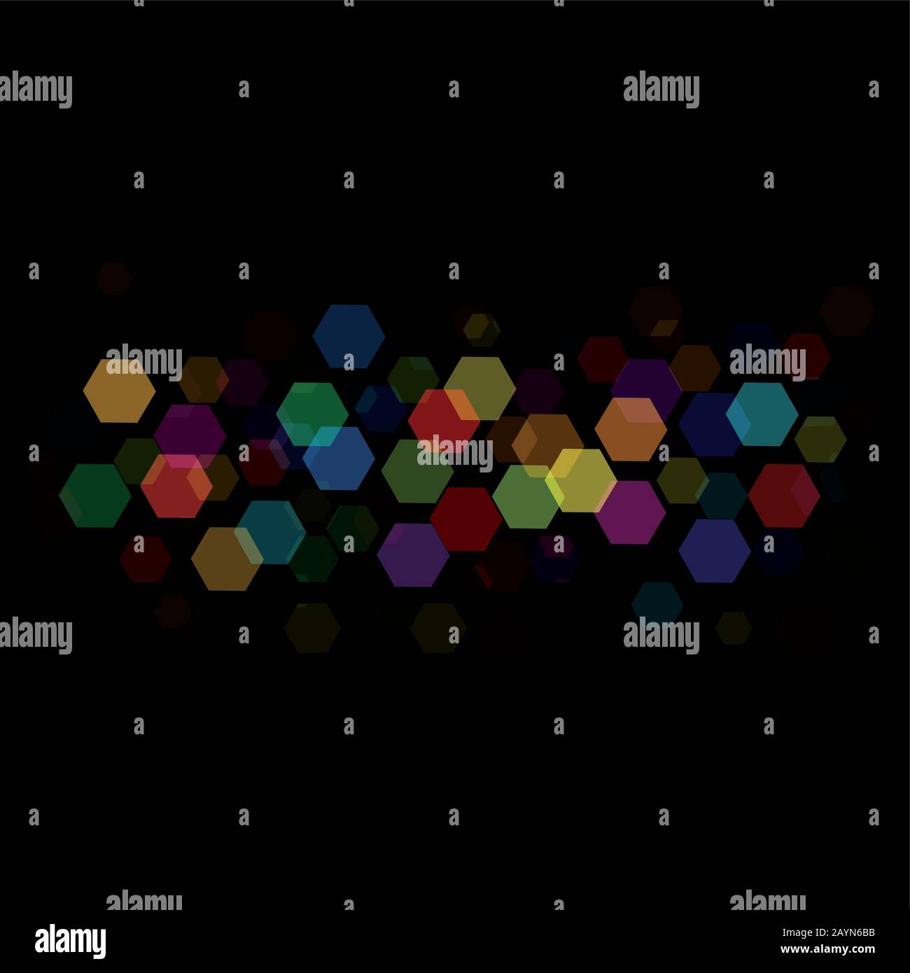 Vector black background with hexagons, blurry light effect Stock Vector ...