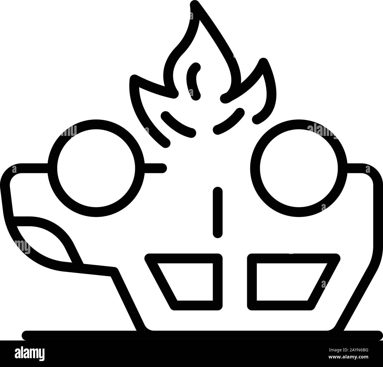 Car accident fire icon, outline style Stock Vector