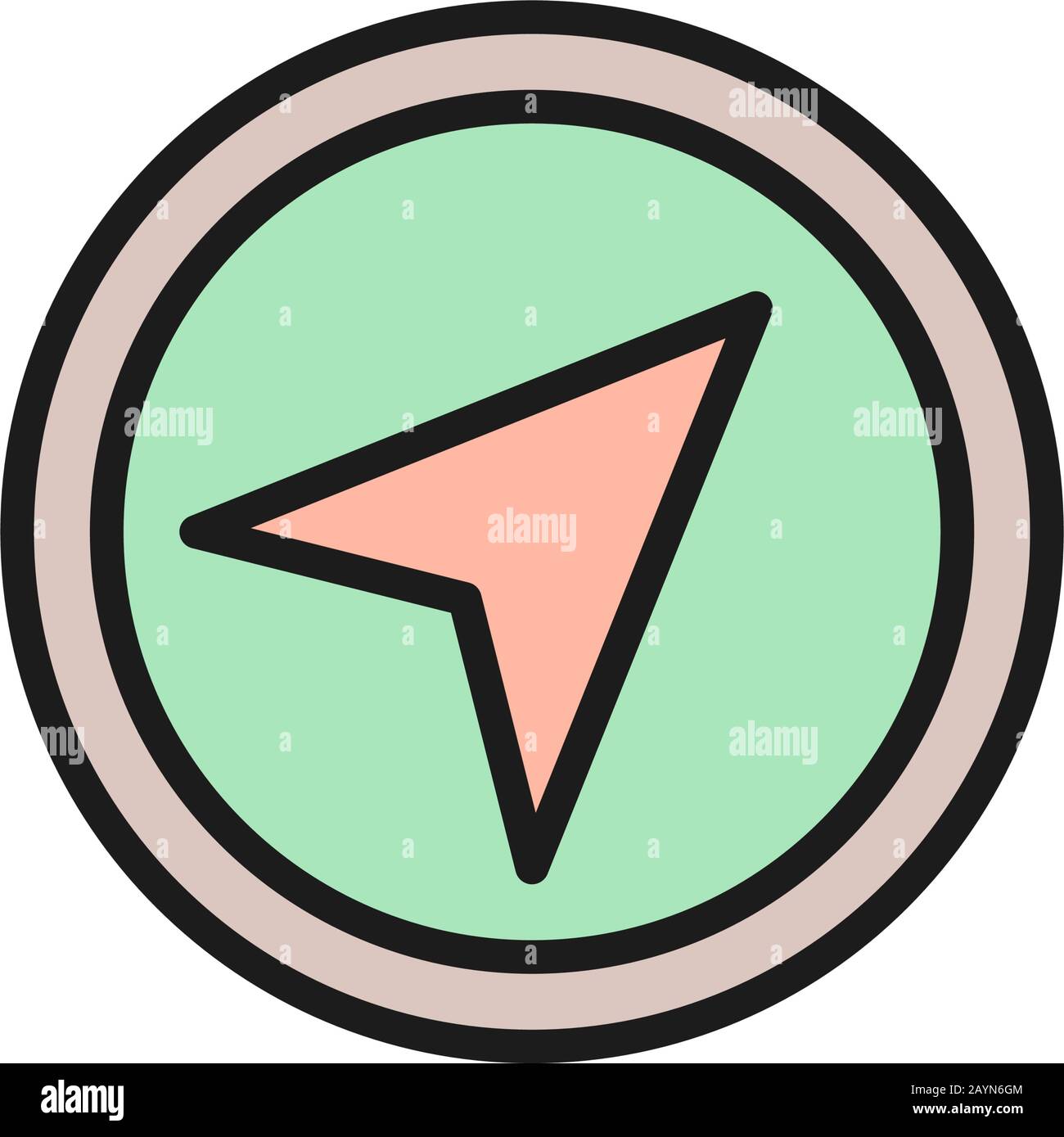 Vector gps navigation, compass, location flat color line icon. Stock Vector