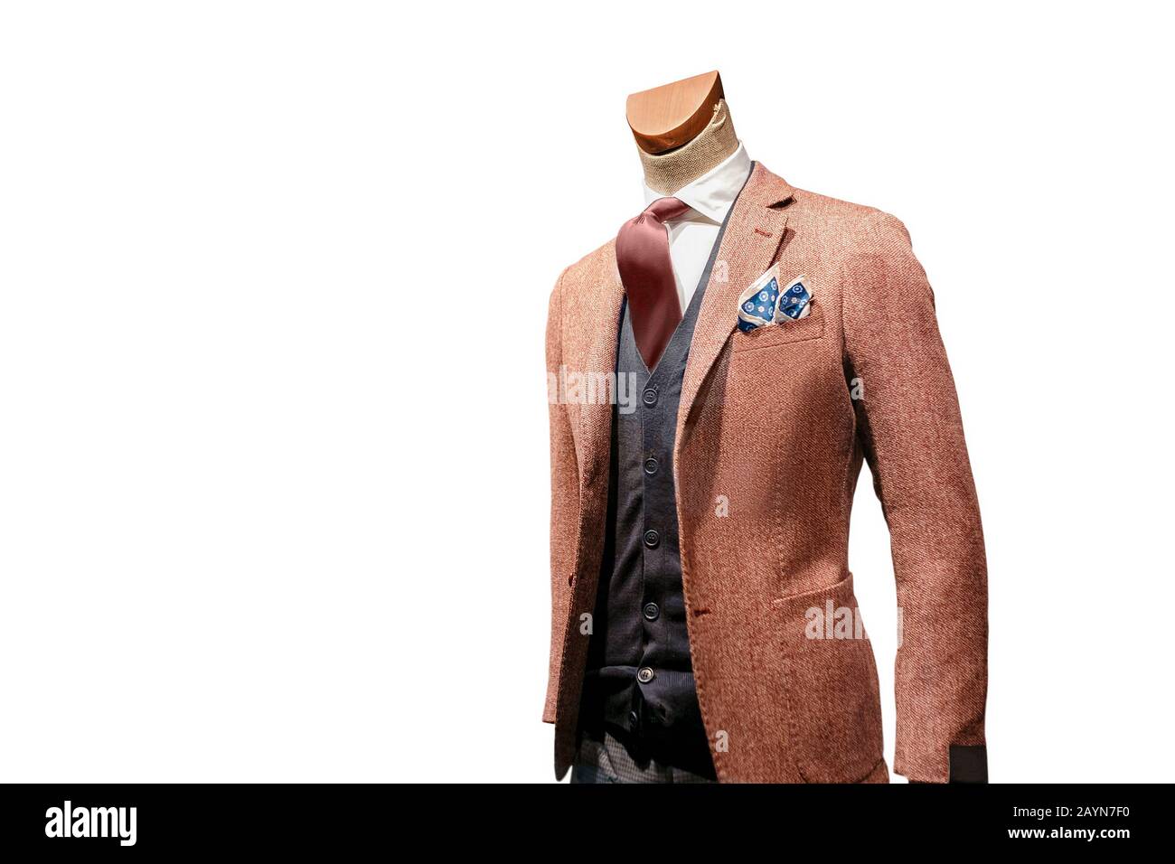 Fashion Jacket suit on the mannequin isolated on the white background Stock Photo