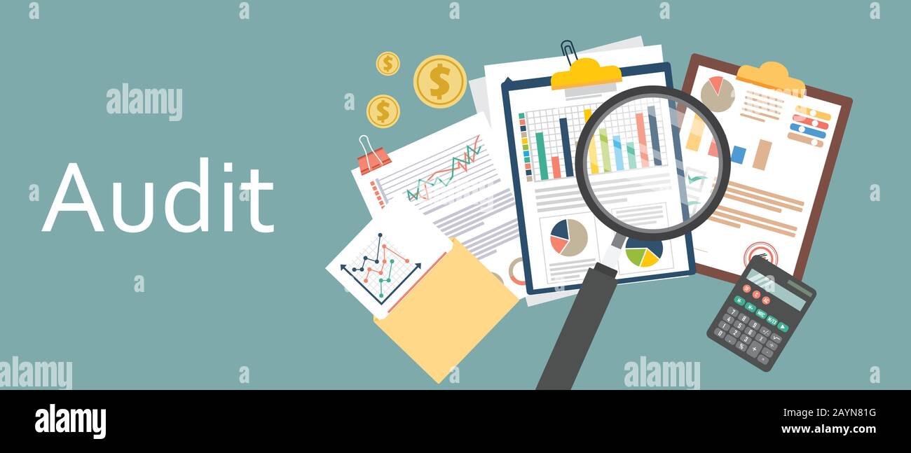 Flat design of auditing, analysis, data, accounting, planning ...