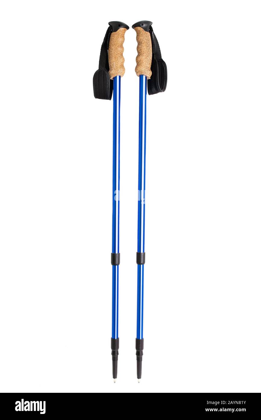 Nordic walking sticks isolated on white background. Recreation equipment concept Stock Photo