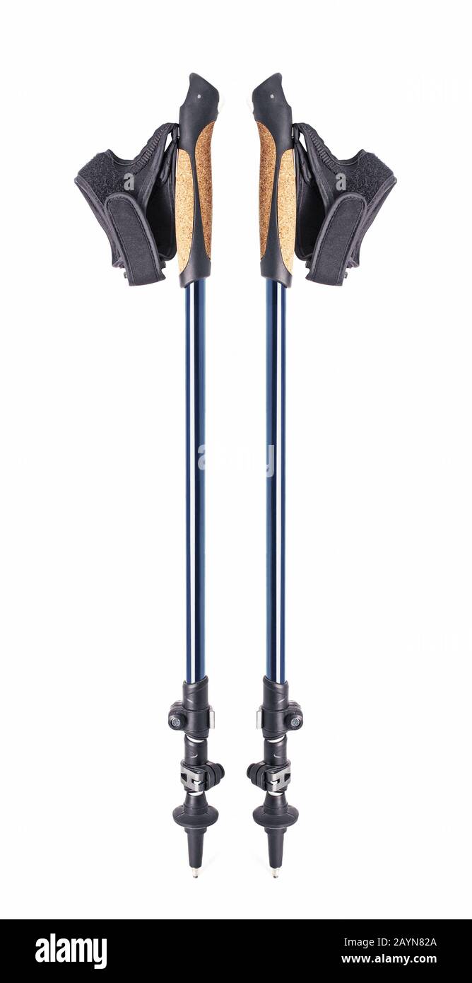 Pair of nordic walking poles or hiking sticks isolated on white background Stock Photo