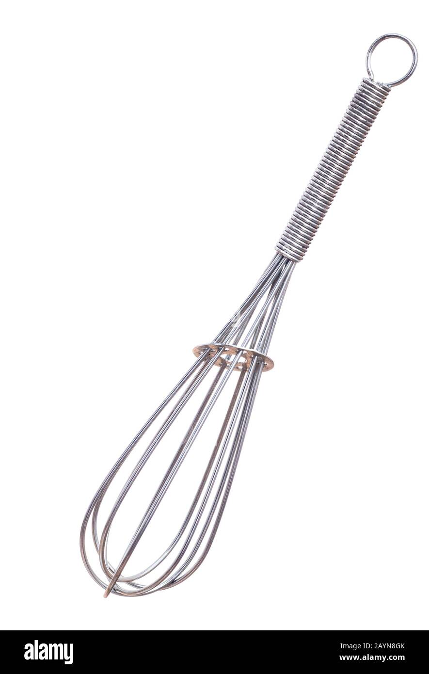 Metal hand whisk isolated on white Stock Photo Alamy