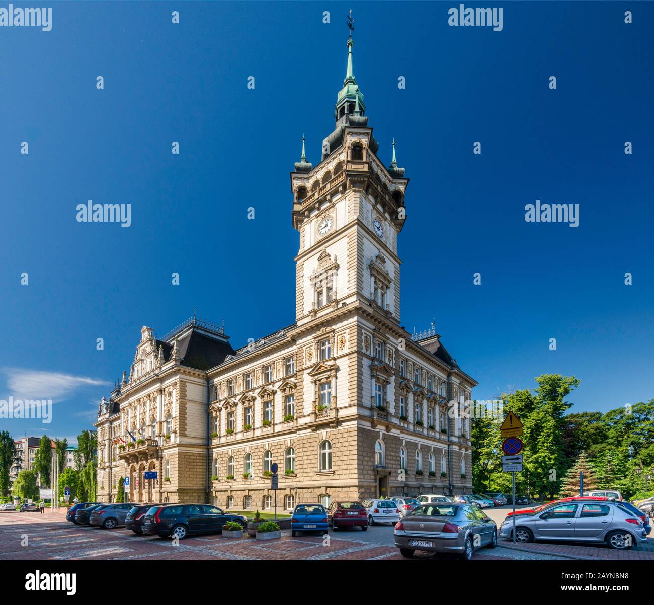 City Hall, 1897, neo-renaissance style, in Bielsko-Biala, Silesia, Poland Stock Photo