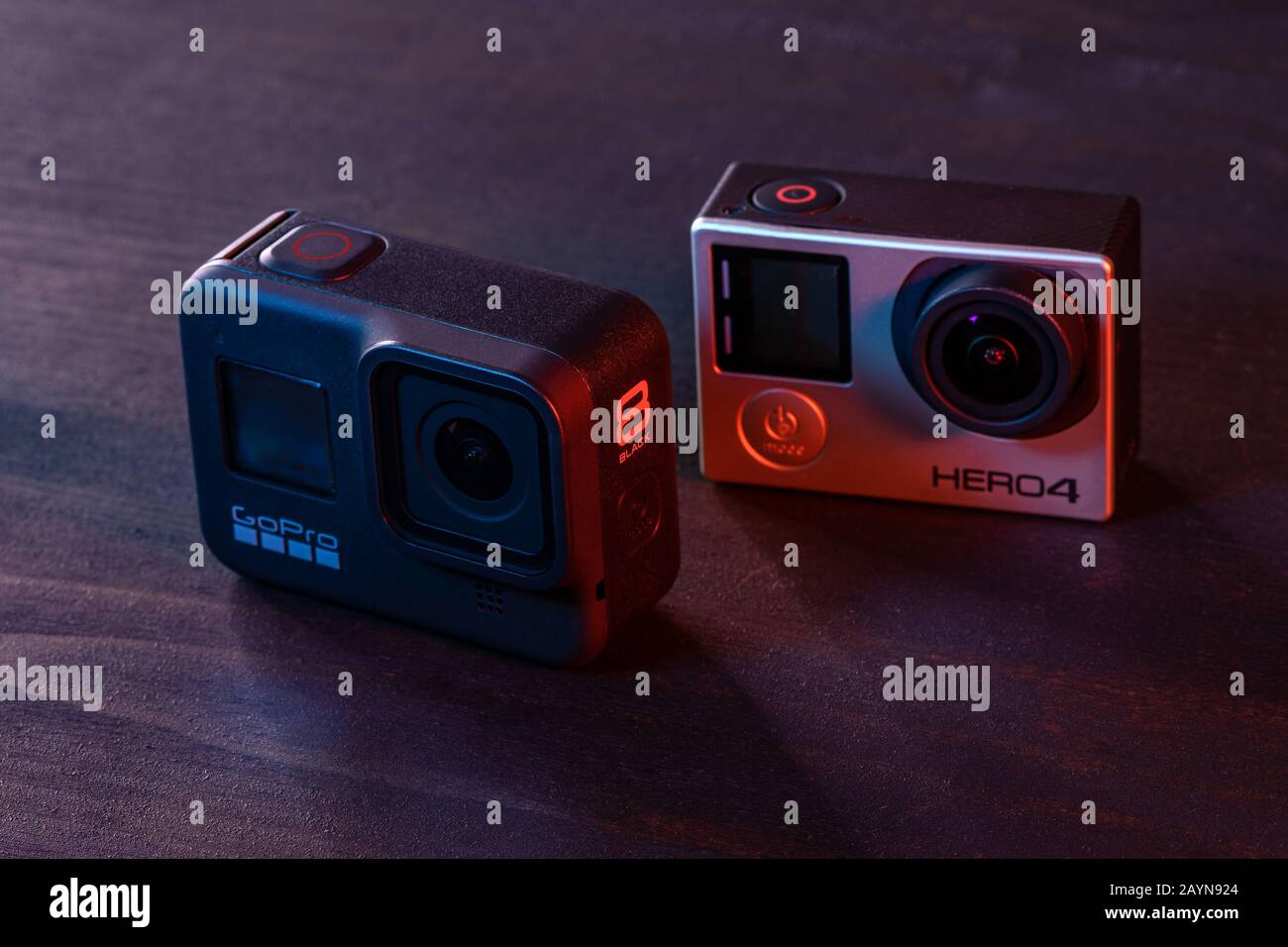 Novi Sad Serbia February 15 2020 Gopro Hero 8 Black And Hero 4