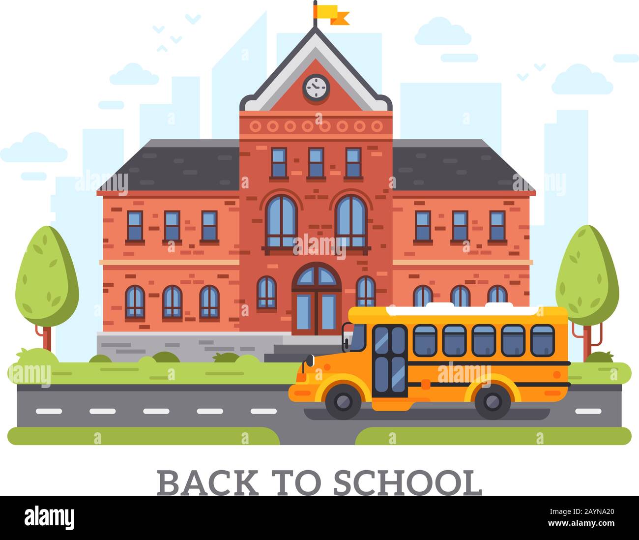 Academy, college, university education building. Back to high school vector illustration Stock Vector